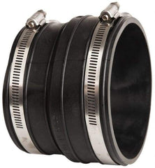 Made in USA - 4" PVC Flexible Pipe Coupling with Clamp - 4" Long, Socket x Pipe, Stainless Steel Clamp - All Tool & Supply