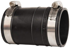 Made in USA - 1-1/2" PVC Flexible Pipe Coupling with Clamp - 4" Long, Socket x Socket, Stainless Steel Clamp - All Tool & Supply