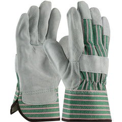 ‎83-6563/XS Split Leather Palm - Bronze - B Grade Shoulder - Green/Pink Back - Rubberized SC - Exact Industrial Supply