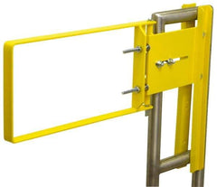 FabEnCo - Powder Coated Carbon Steel Self Closing Rail Safety Gate - Fits 17 to 18-1/2" Clear Opening, 21-1/2" Wide x 12" Door Height, 34 Lb, Yellow - All Tool & Supply