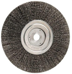 Weiler - 8" OD, 3/4" Arbor Hole, Crimped Steel Wheel Brush - 1/2" Face Width, 2-1/16" Trim Length, 0.014" Filament Diam, 6,000 RPM - All Tool & Supply