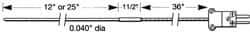 Thermo Electric - 0 to 1800°F, E Flexible, Thermocouple Probe - 3 Ft. Cable Length, Stripped Ends, 12 Inch Probe Sheath Length, 3 Sec Response Time - All Tool & Supply