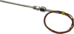 Thermo Electric - 0 to 2012°F, K Pipe Fitting, Thermocouple Probe - 6 Ft. Cable Length, Stripped Ends, 9 Sec Response Time - All Tool & Supply