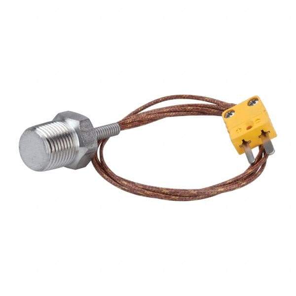 Thermo Electric - 0 to 221°F, K Pipe Plug, Thermocouple Probe - 5 Ft. Cable Length, Mini Connector, 10 Sec Response Time - All Tool & Supply