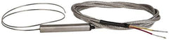 Thermo Electric - 0 to 2012°F, K Flexible, Thermocouple Probe - 3 Ft. Cable Length, Stripped Ends, 12 Inch Probe Sheath Length, 4 Sec Response Time - All Tool & Supply