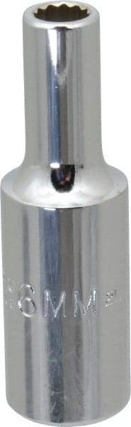 Proto - 3/8" Drive, Deep Hand Socket - 12 Points, 2-1/8" OAL, Chrome Vanadium, Chrome Finish - All Tool & Supply