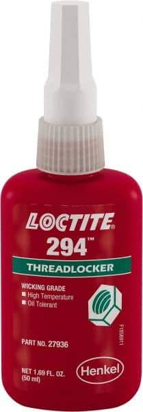 Loctite - 50 mL, Green, High Strength Liquid Threadlocker - 24 hr Full Cure Time - All Tool & Supply