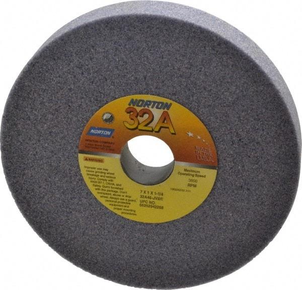 Norton - 7" Diam x 1-1/4" Hole x 1" Thick, J Hardness, 46 Grit Surface Grinding Wheel - Aluminum Oxide, Type 1, Coarse Grade, 3,600 Max RPM, Vitrified Bond, No Recess - All Tool & Supply