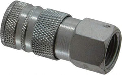 Coilhose Pneumatics - 1/2 Female NPT Industrial Pneumatic Hose Coupler - Plated Steel, 3/8" Body Diam - All Tool & Supply