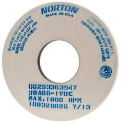 Norton - 14" Diam x 5" Hole x 1" Thick, I Hardness, 60 Grit Surface Grinding Wheel - Aluminum Oxide, Type 1, Medium Grade, 1,800 Max RPM, Vitrified Bond, No Recess - All Tool & Supply