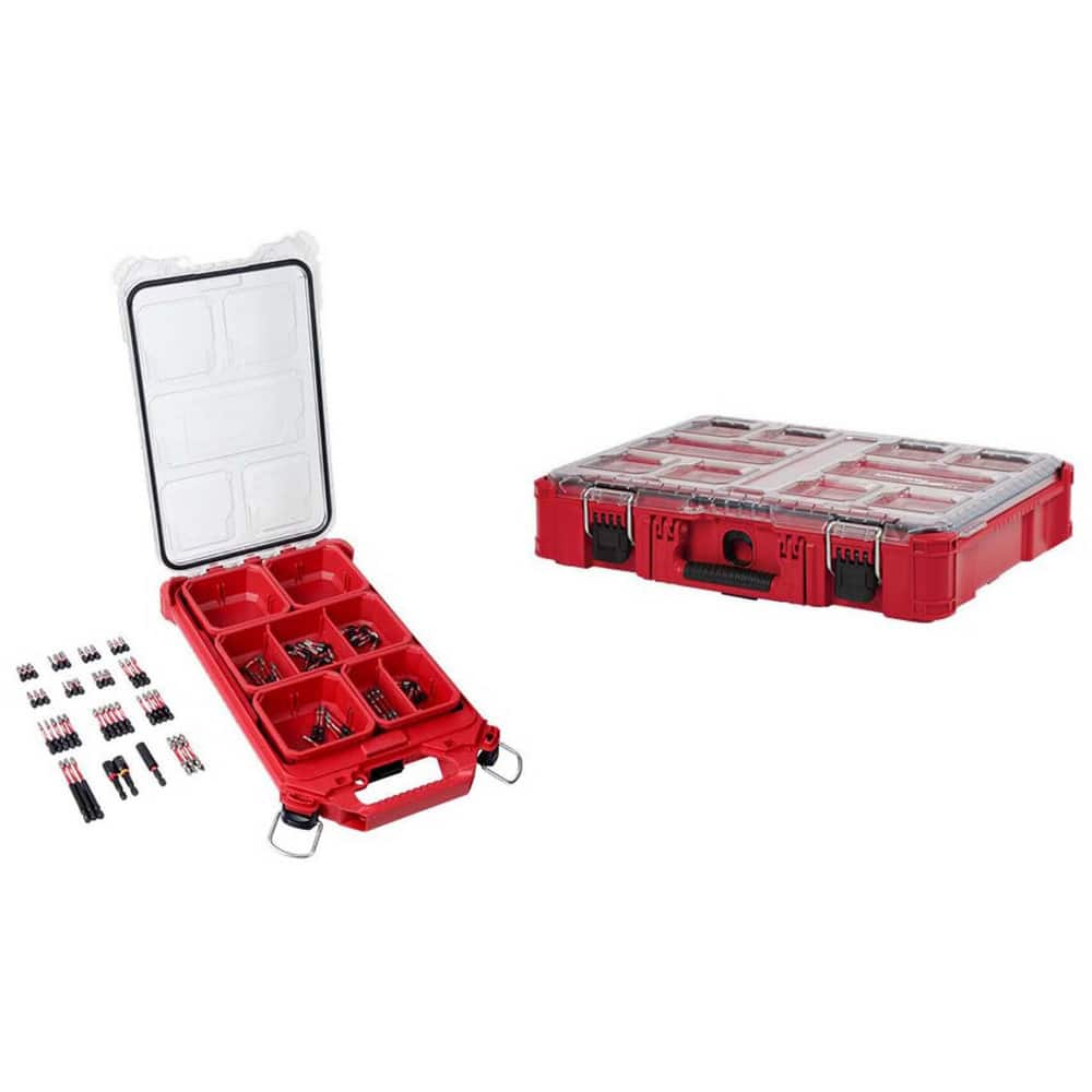 Power & Impact Screwdriver Bit Sets; Set Type: Driver Bit; Material: Steel; Measurement Type: Inch; Includes: PACKOUT Organizer; (10) 1″ Square Bits: #1, #2, #3; (5) Slotted Bits: 1/4, 1/6, 1/8, #10, #12; Magnetic Bit Holder; (20) 1″ Torx Bits: T10, T15,