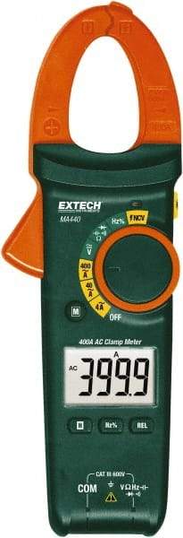 Extech - MA440, CAT III, Digital Auto Ranging Clamp Meter with 1.18" Clamp On Jaws - 600 VAC/VDC, 400 AC Amps, Measures Voltage, Capacitance, Current, Frequency, Resistance - All Tool & Supply