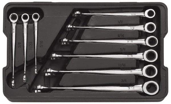 GearWrench - 9 Piece, 5/16" to 3/4", 12 Point Combination Wrench Set - Inch Measurement Standard, Full Polish Finish, Comes in Plastic Tray - All Tool & Supply