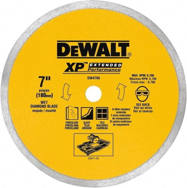 DeWALT - 7" Diam, 5/8" Arbor Hole Diam, Wet & Dry Cut Saw Blade - Diamond-Tipped, Standard Round Arbor - All Tool & Supply