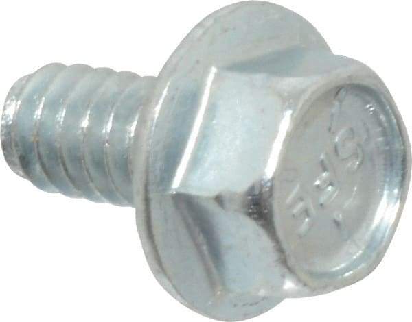 Value Collection - #10-24 UNC, 3/8" Length Under Head, Hex Drive Flange Bolt - 3/8" Thread Length, Grade 5 Steel, Serrated Flange, Zinc-Plated Finish - All Tool & Supply