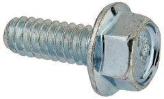 Value Collection - #10-24 UNC, 1/2" Length Under Head, Hex Drive Flange Bolt - 1/2" Thread Length, Grade 5 Steel, Serrated Flange, Zinc-Plated Finish - All Tool & Supply