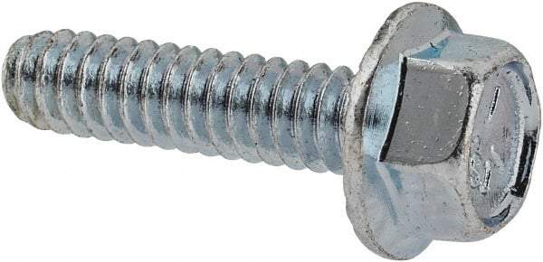 Value Collection - #10-24 UNC, 3/4" Length Under Head, Hex Drive Flange Bolt - 3/4" Thread Length, Grade 5 Steel, Serrated Flange, Zinc-Plated Finish - All Tool & Supply