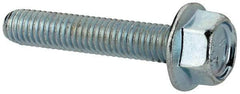 Value Collection - #10-32 UNF, 1" Length Under Head, Hex Drive Flange Bolt - 1" Thread Length, Grade 5 Steel, Serrated Flange, Zinc-Plated Finish - All Tool & Supply