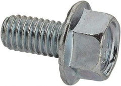 Value Collection - #10-32 UNF, 3/8" Length Under Head, Hex Drive Flange Bolt - 3/8" Thread Length, Grade 5 Steel, Serrated Flange, Zinc-Plated Finish - All Tool & Supply