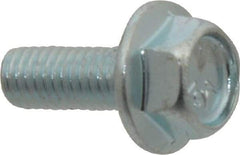 Value Collection - #10-32 UNF, 1/2" Length Under Head, Hex Drive Flange Bolt - 1/2" Thread Length, Grade 5 Steel, Serrated Flange, Zinc-Plated Finish - All Tool & Supply