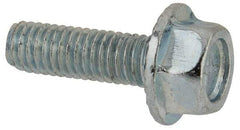 Value Collection - #10-32 UNF, 5/8" Length Under Head, Hex Drive Flange Bolt - 5/8" Thread Length, Grade 5 Steel, Serrated Flange, Zinc-Plated Finish - All Tool & Supply