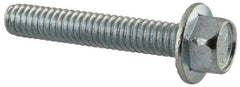 Value Collection - 1/4-20 UNC, 1-1/2" Length Under Head, Hex Drive Flange Bolt - 1-1/2" Thread Length, Grade 5 Steel, Serrated Flange, Zinc-Plated Finish - All Tool & Supply