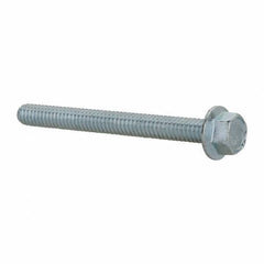 Value Collection - 1/4-20 UNC, 2-1/2" Length Under Head, Hex Drive Flange Bolt - 2-1/2" Thread Length, Grade 5 Steel, Serrated Flange, Zinc-Plated Finish - All Tool & Supply