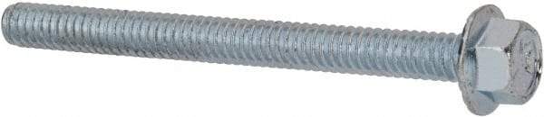 Value Collection - 1/4-20 UNC, 2-3/4" Length Under Head, Hex Drive Flange Bolt - 2-3/4" Thread Length, Grade 5 Steel, Serrated Flange, Zinc-Plated Finish - All Tool & Supply