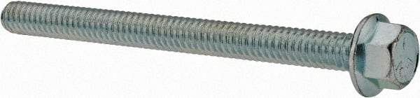 Value Collection - 1/4-20 UNC, 3" Length Under Head, Hex Drive Flange Bolt - 3" Thread Length, Grade 5 Steel, Serrated Flange, Zinc-Plated Finish - All Tool & Supply