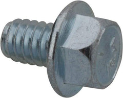 Value Collection - 1/4-20 UNC, 3/8" Length Under Head, Hex Drive Flange Bolt - 3/8" Thread Length, Grade 5 Steel, Serrated Flange, Zinc-Plated Finish - All Tool & Supply