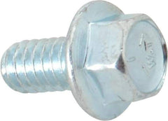 Value Collection - 1/4-20 UNC, 1/2" Length Under Head, Hex Drive Flange Bolt - 1/2" Thread Length, Grade 5 Steel, Serrated Flange, Zinc-Plated Finish - All Tool & Supply