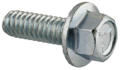 Value Collection - 1/4-20 UNC, 3/4" Length Under Head, Hex Drive Flange Bolt - 3/4" Thread Length, Grade 5 Steel, Serrated Flange, Zinc-Plated Finish - All Tool & Supply