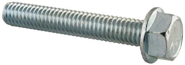 Value Collection - 5/16-18 UNC, 2" Length Under Head, Hex Drive Flange Bolt - 2" Thread Length, Grade 5 Steel, Serrated Flange, Zinc-Plated Finish - All Tool & Supply