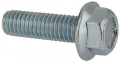 Value Collection - 3/8-16 UNC, 1-1/4" Length Under Head, Hex Drive Flange Bolt - 1-1/4" Thread Length, Grade 5 Steel, Serrated Flange, Zinc-Plated Finish - All Tool & Supply