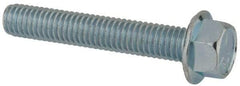 Value Collection - 3/8-16 UNC, 2-1/4" Length Under Head, Hex Drive Flange Bolt - 2-1/4" Thread Length, Grade 5 Steel, Serrated Flange, Zinc-Plated Finish - All Tool & Supply