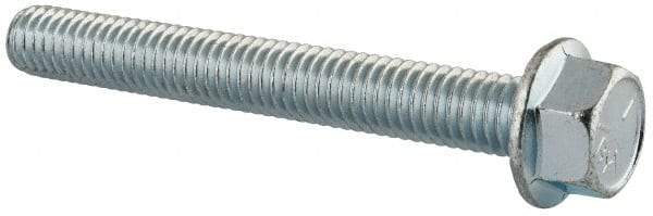 Value Collection - 3/8-16 UNC, 3" Length Under Head, Hex Drive Flange Bolt - 3" Thread Length, Grade 5 Steel, Serrated Flange, Zinc-Plated Finish - All Tool & Supply