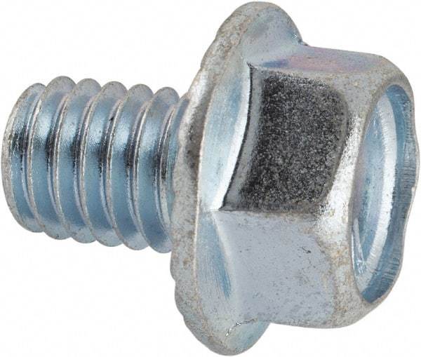 Value Collection - 3/8-16 UNC, 1/2" Length Under Head, Hex Drive Flange Bolt - 1/2" Thread Length, Grade 5 Steel, Serrated Flange, Zinc-Plated Finish - All Tool & Supply