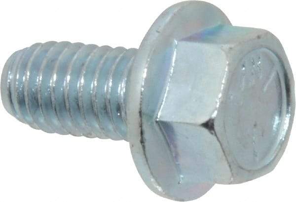 Value Collection - 3/8-16 UNC, 3/4" Length Under Head, Hex Drive Flange Bolt - 3/4" Thread Length, Grade 5 Steel, Serrated Flange, Zinc-Plated Finish - All Tool & Supply