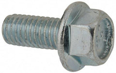 Value Collection - 3/8-16 UNC, 7/8" Length Under Head, Hex Drive Flange Bolt - 7/8" Thread Length, Grade 5 Steel, Serrated Flange, Zinc-Plated Finish - All Tool & Supply