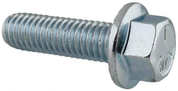 Value Collection - 7/16-14 UNC, 1-1/2" Length Under Head, Hex Drive Flange Bolt - 1-1/2" Thread Length, Grade 5 Steel, Serrated Flange, Zinc-Plated Finish - All Tool & Supply