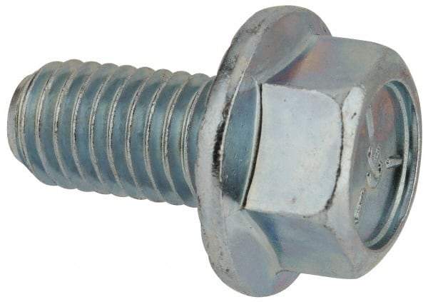 Value Collection - 1/2-13 UNC, 1" Length Under Head, Hex Drive Flange Bolt - 1" Thread Length, Grade 5 Steel, Serrated Flange, Zinc-Plated Finish - All Tool & Supply