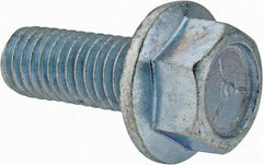 Value Collection - 1/2-13 UNC, 1-1/4" Length Under Head, Hex Drive Flange Bolt - 1-1/4" Thread Length, Grade 5 Steel, Serrated Flange, Zinc-Plated Finish - All Tool & Supply