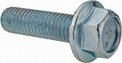 Value Collection - 1/2-13 UNC, 1-3/4" Length Under Head, Hex Drive Flange Bolt - 1-3/4" Thread Length, Grade 5 Steel, Serrated Flange, Zinc-Plated Finish - All Tool & Supply