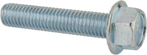 Value Collection - 1/2-13 UNC, 2-1/2" Length Under Head, Hex Drive Flange Bolt - 2-1/2" Thread Length, Grade 5 Steel, Serrated Flange, Zinc-Plated Finish - All Tool & Supply