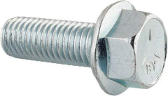 Value Collection - 5/8-11 UNC, 1-3/4" Length Under Head, Hex Drive Flange Bolt - 1-3/4" Thread Length, Grade 5 Steel, Serrated Flange, Zinc-Plated Finish - All Tool & Supply