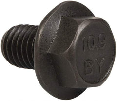 Value Collection - M10x1.50 Metric Coarse, 16mm Length Under Head, Hex Drive Flange Bolt - 16mm Thread Length, Grade 10.9 Alloy Steel, Smooth Flange, Phosphate & Oil Finish - All Tool & Supply