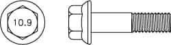 Value Collection - M6x1.00 Metric Coarse, 45mm Length Under Head, Hex Drive Flange Bolt - 20mm Thread Length, Grade 10.9 Alloy Steel, Smooth Flange, Phosphate & Oil Finish - All Tool & Supply