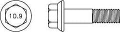 Value Collection - M6x1.00 Metric Coarse, 60mm Length Under Head, Hex Drive Flange Bolt - 20mm Thread Length, Grade 10.9 Alloy Steel, Smooth Flange, Phosphate & Oil Finish - All Tool & Supply