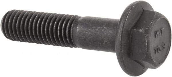 Value Collection - M10x1.50 Metric Coarse, 45mm Length Under Head, Hex Drive Flange Bolt - 35mm Thread Length, Grade 10.9 Alloy Steel, Smooth Flange, Phosphate & Oil Finish - All Tool & Supply