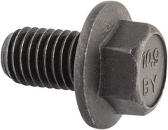 Value Collection - M12x1.75 Metric Coarse, 20mm Length Under Head, Hex Drive Flange Bolt - 20mm Thread Length, Grade 10.9 Alloy Steel, Smooth Flange, Phosphate & Oil Finish - All Tool & Supply